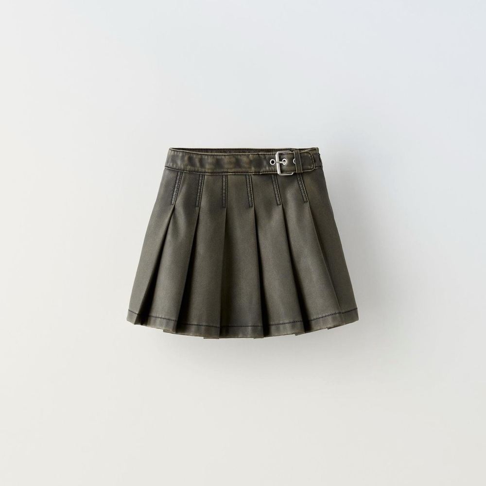 WASHED FAUX LEATHER SKIRT